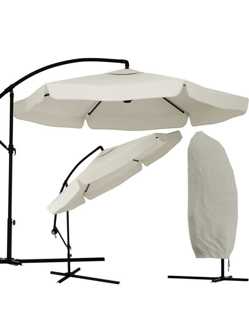 Duży Parasol Ogrodowy Na Wysięgniku Składany 350cm Pokrowiec Granatowy