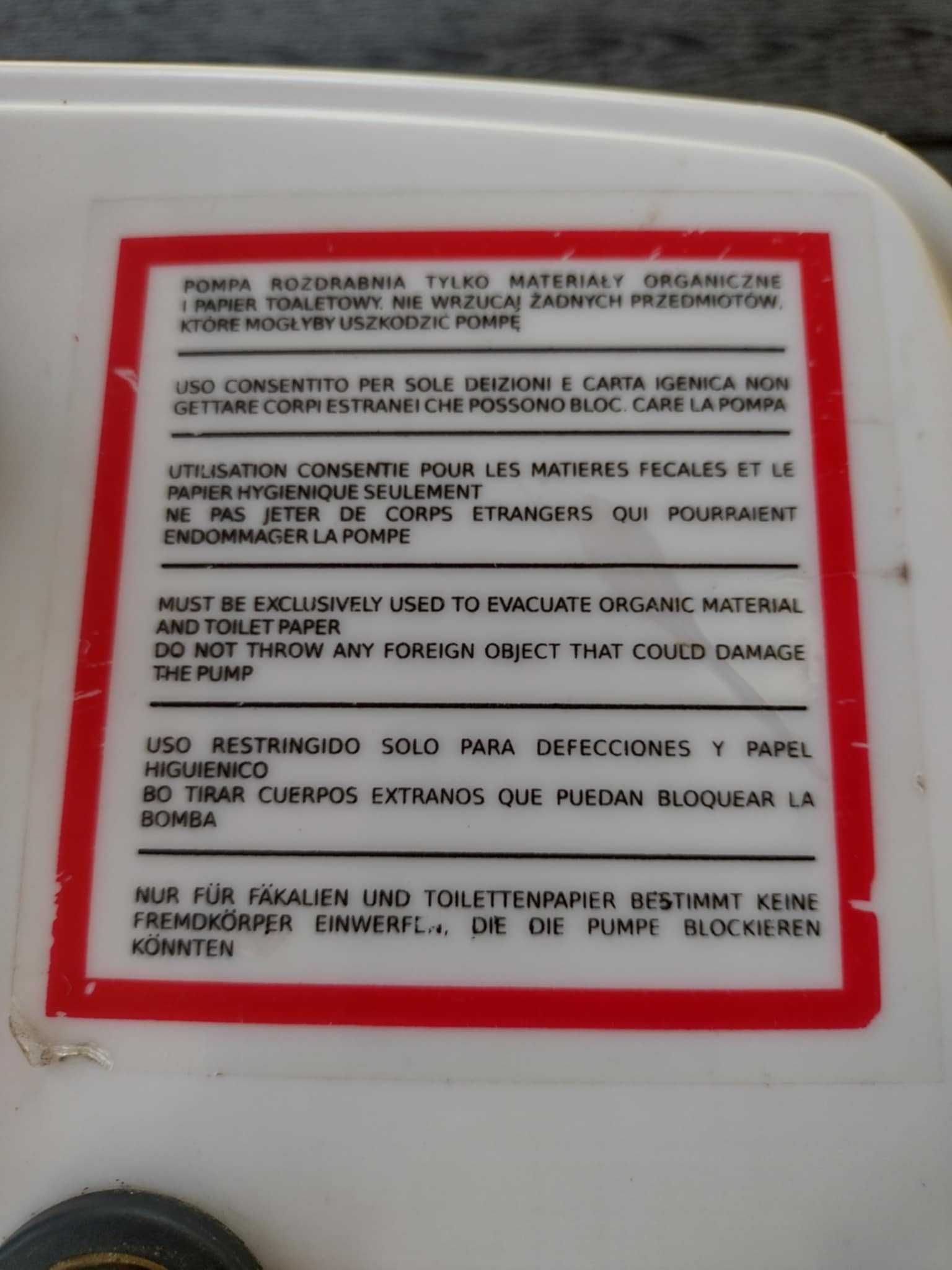 Pompa toaletowa z rozdrabniaczem