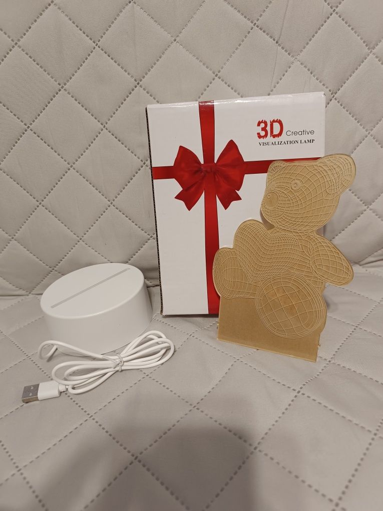 Magiczna Lampka Nocna 3D miś z sercem Love Bear Idealny Prezent!