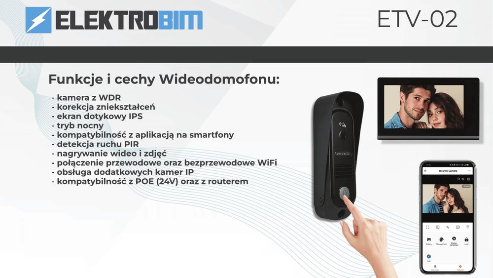 Wideodomofon z funkcją WiFi ELEKTROBIM ETV-02
