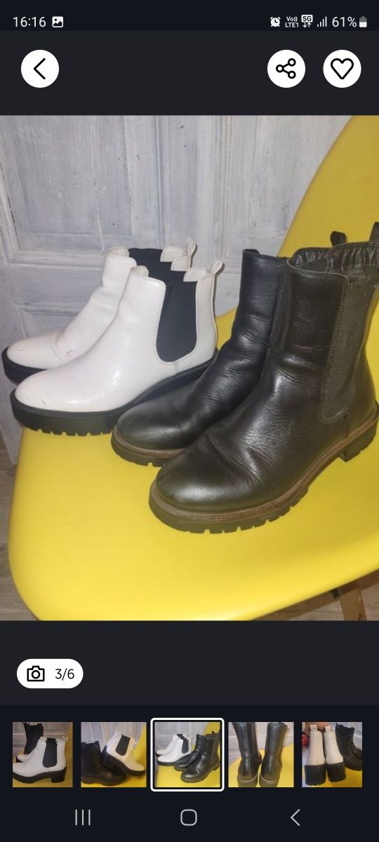 2szt botki biale i czarne.  Pull bear I lasocki