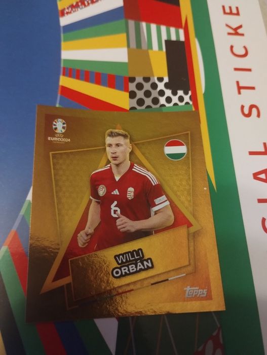 Topps euro 2024 rzadka złota naklejka willi Orban Hun sp