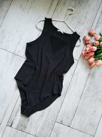 Czarne seksowne body z siateczką H&M top bluzka basic