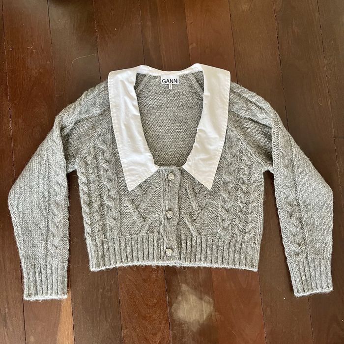 GANNI Cardigan com gola contrastante