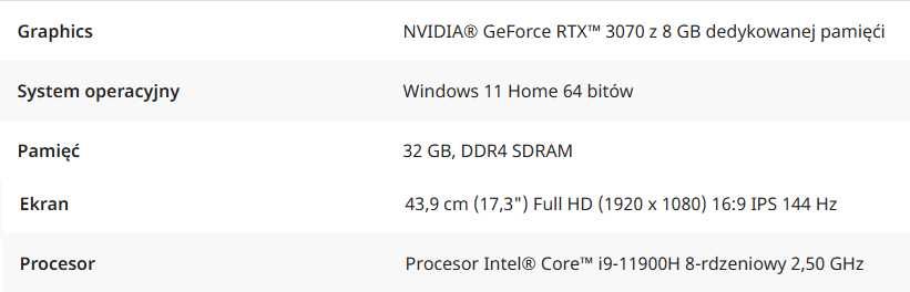 Laptop Predator PH317-55 RTX3070 8GB Intel® Core i9 i9-11900H 32GB RAM