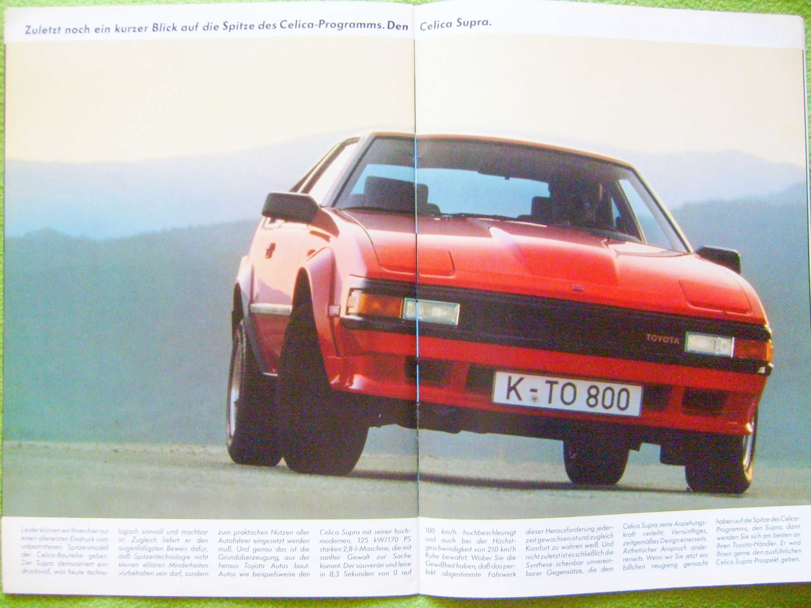 TOYOTA CELICA 1984 - XT/ ST / GT/ SUPRA * prospekt 28 stron, rynek DE