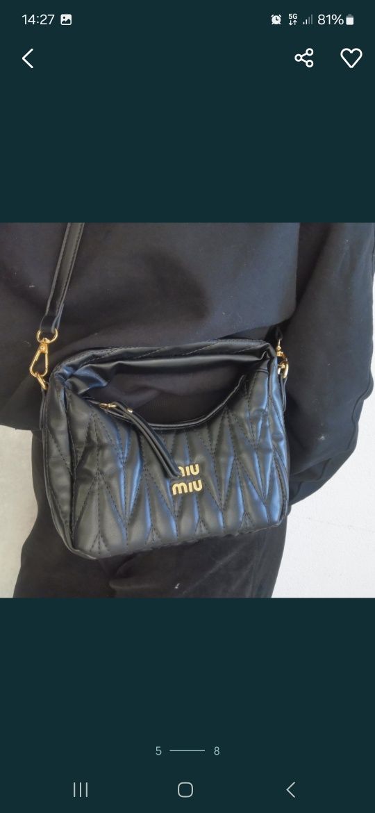 Napis miu miu torebka czarna damska hit