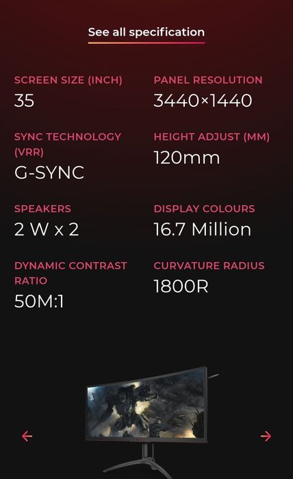 Monitor AG352UCG 35 polegadas Curvo