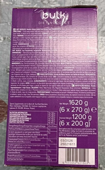 Diet noodles, diet Rice caixa fechada com 6 pacotes cada 5 euros cada