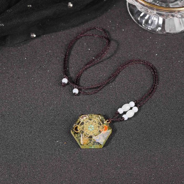 Piękny Naszyjnik Turmalin Obsydian Oko Tygrysie Sześcian Metatrona