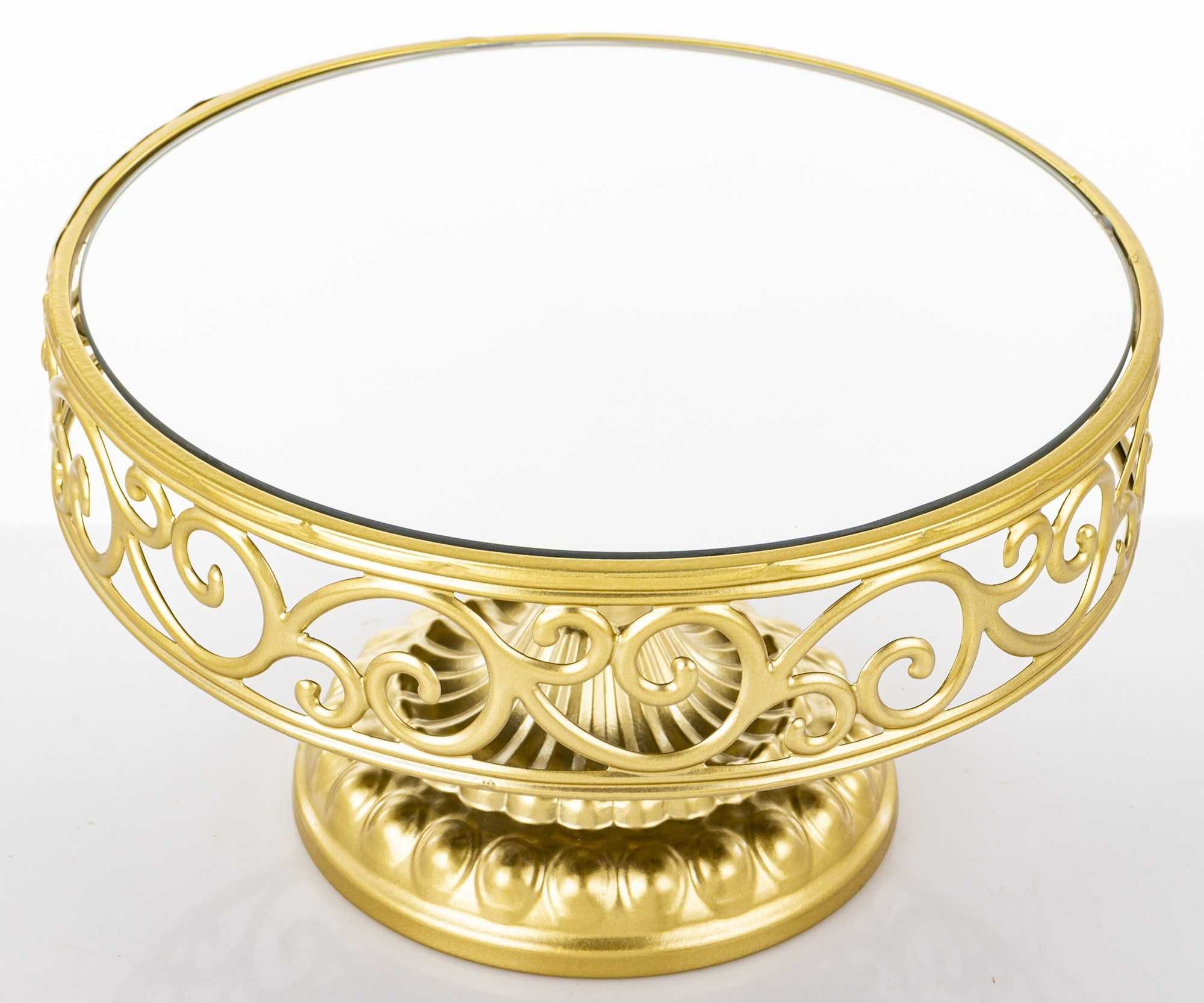 Patera taca złota metalowa 15x26 cm szklana glamour dekoracja pałacowa