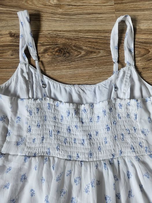 Bluzka na ramiączkach biała baskinka luźna dziewczęca ciążowa M