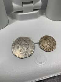 Inglaterra Moedas Colecionador 50 e 20 Rainha Elizabeth II 1993 e 1997