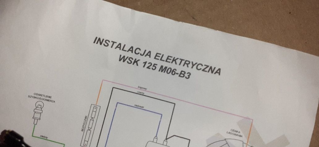 Nowa instalacja elektryczna wsk125 m06-b3 jednoramowka+ schemat