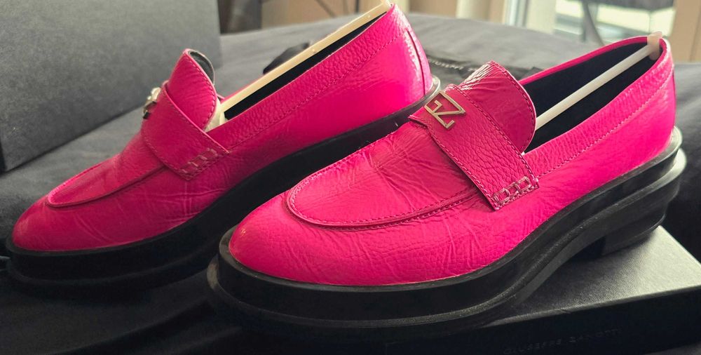 Giuseppe Zanotti Włoskie Oryg. Mokasyny kolor fuksja magenta, skóra 41