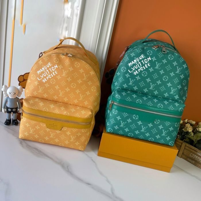 Рюкзак Louis Vuitton discovery мужской унисекс зеленый желтый кожаный