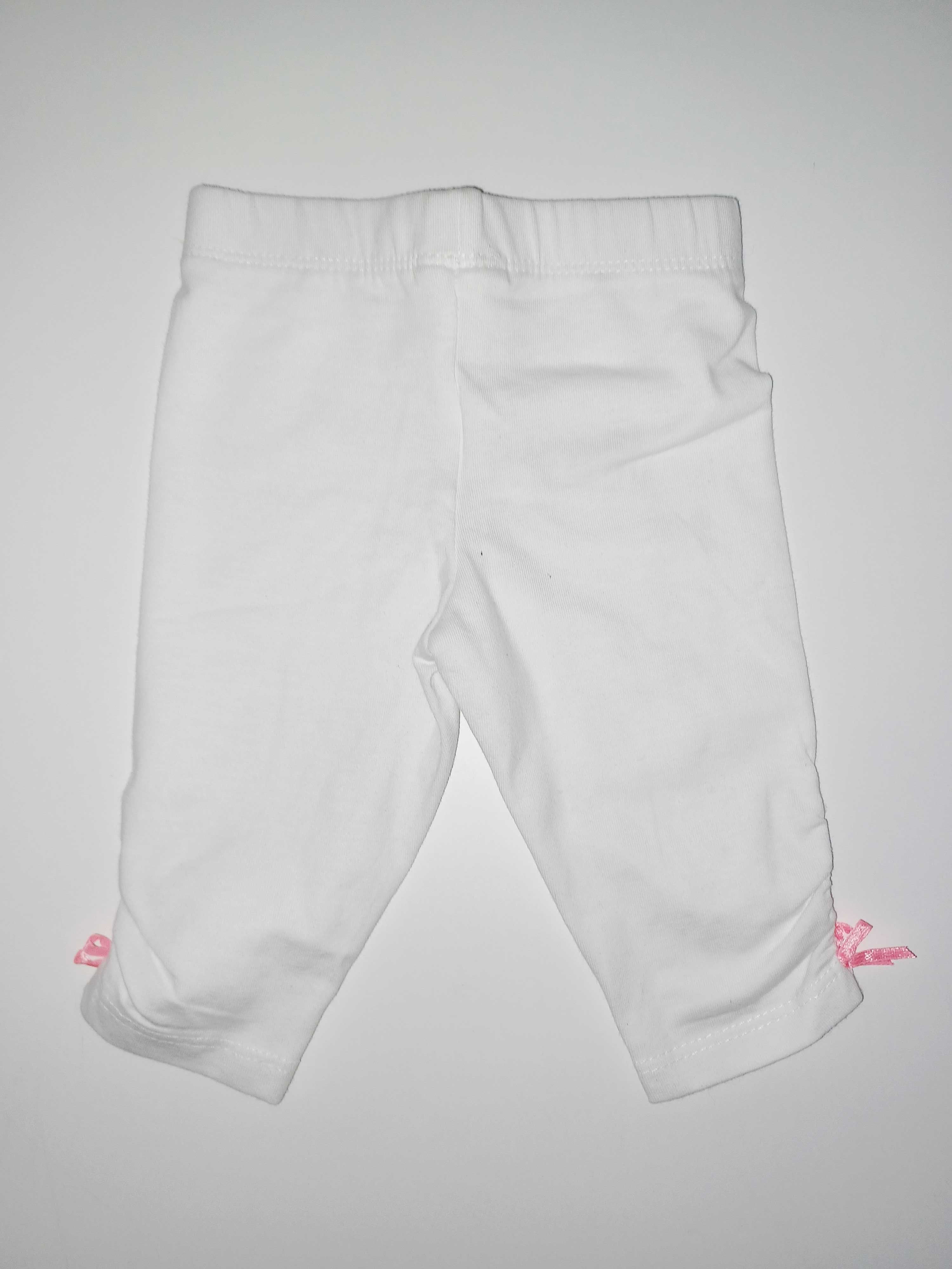 Nowe!! Smyk legginsy 3/4,rozm. 62cm - białe z różową kokardą