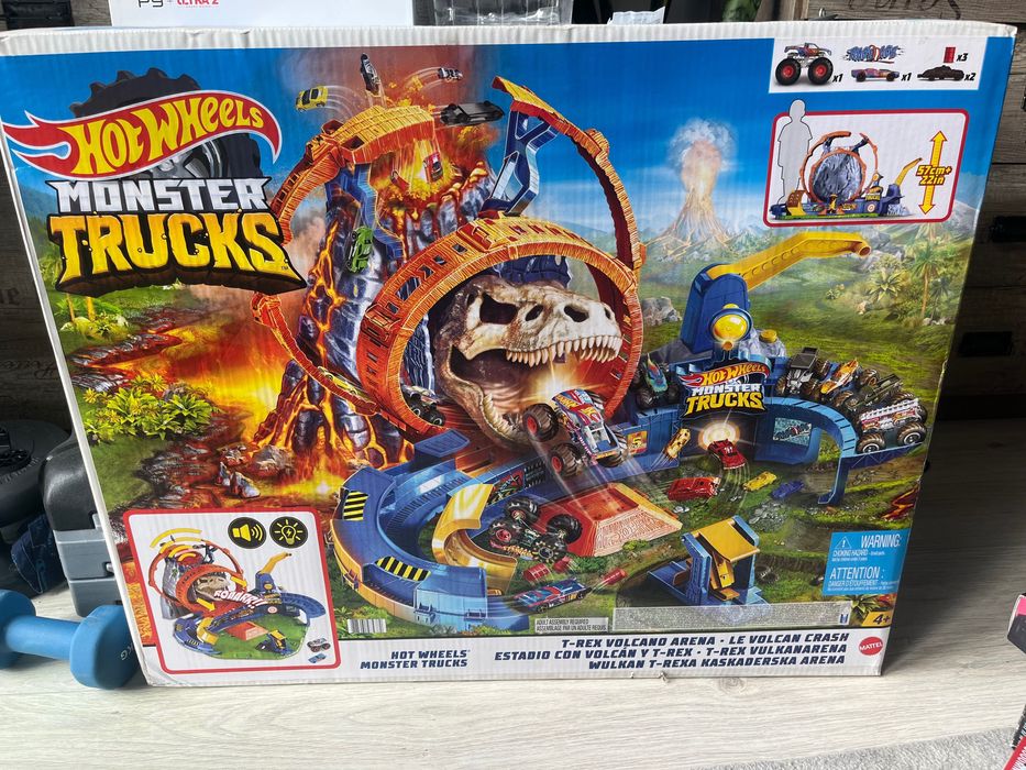 Hot Wheels Premium Monster Trucks Tor Garaz Zestaw Wulkan T-Rex 87 cm