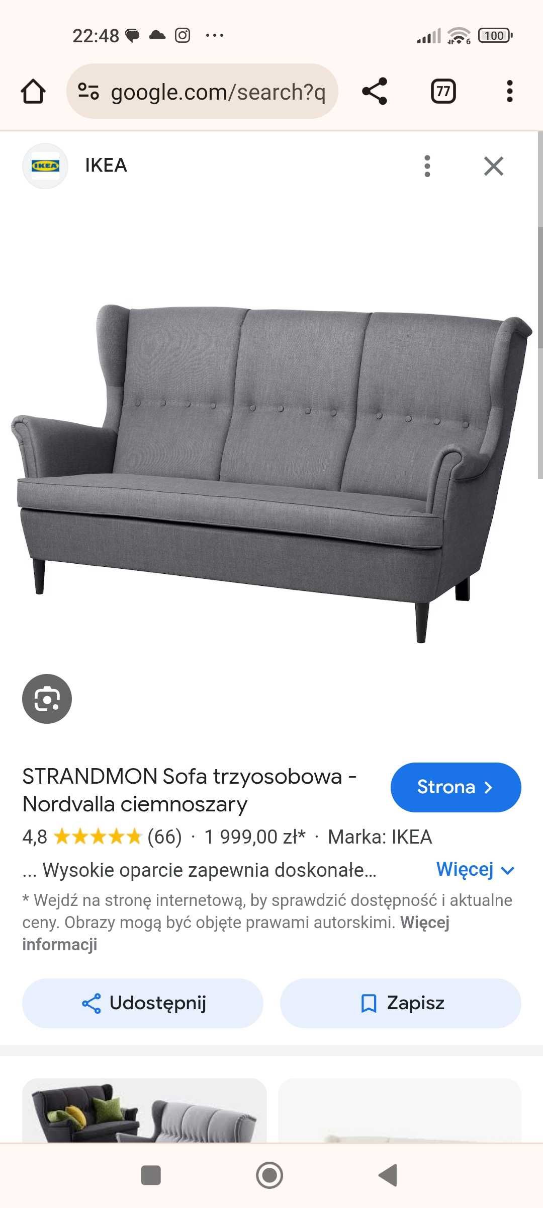 Kanapa Ikea Strandrom/do negocjacji