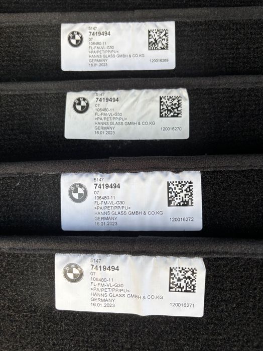 Коврики BMW 5 G30 G31 M5 F90 Оригінальні Килимки 5 G60 оригинальные