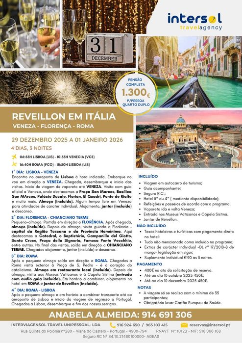 PASSAGEM DE ANO EM ITÁLIA- VENEZA, FLORENÇA E ROMA