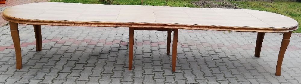 Stół okrągły lakierowany 110cm x 410cm  rozkładany 8 Nóg  Dębowy