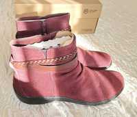 Bordowe burgundowe skórzane zamszowe botki Clarks r. 39,5 nowe