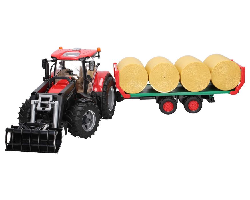 Bruder 03198 Traktor CASE OPTUM z przyczepą do wywozu balotów