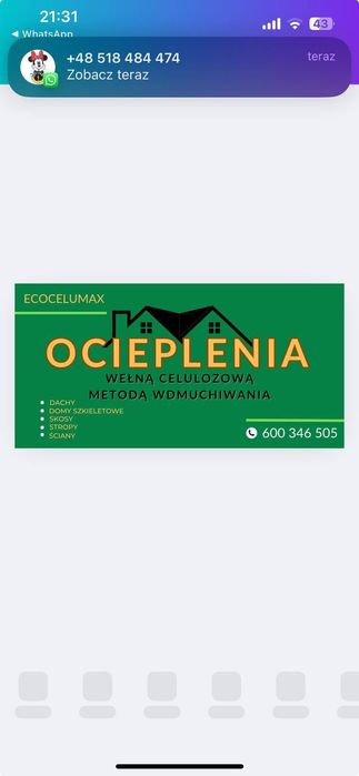 Ocieplenia dachu, poddasza wełna celuloza