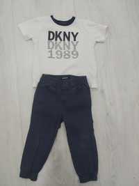 DKNY zestaw spodnie wizytowe + t-shirt święta, 92cm (3T)