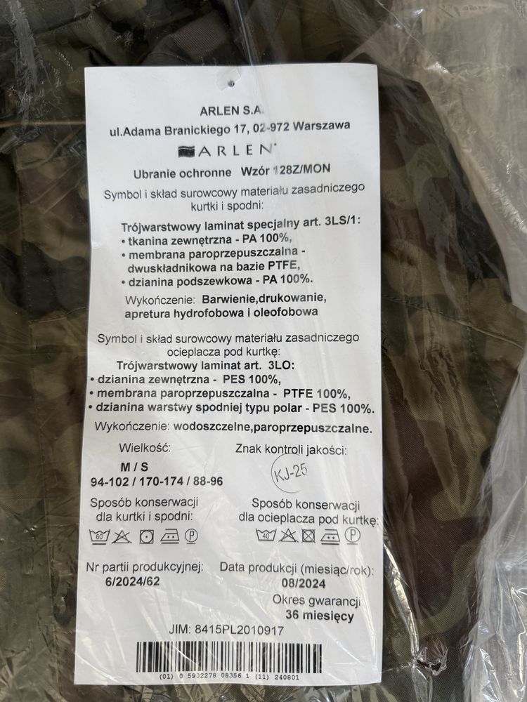 Ubranie ochronne wojskowe goratex
