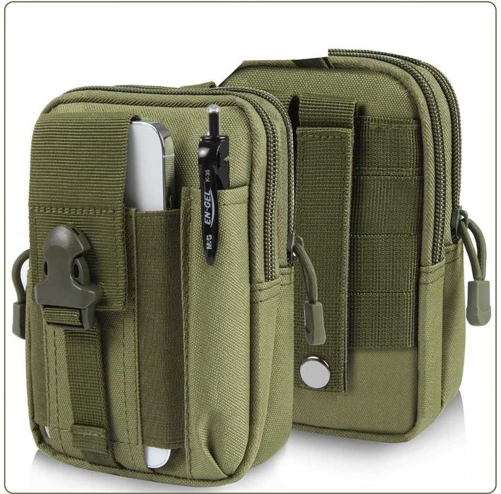 Zielona Saszetka Taktyczna Nerka Wojskowa + PAS Kieszeń ZESTAW 2w1