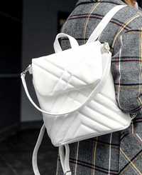 Белый рюкзак женский экокожа, сумка белая женская кожзам