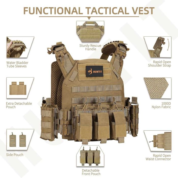 Тактический жилет, 3D дышащий жилет HUNTIT с системой MOLLE