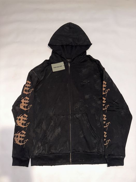 зип худи Balenciaga orange grafiti zip L