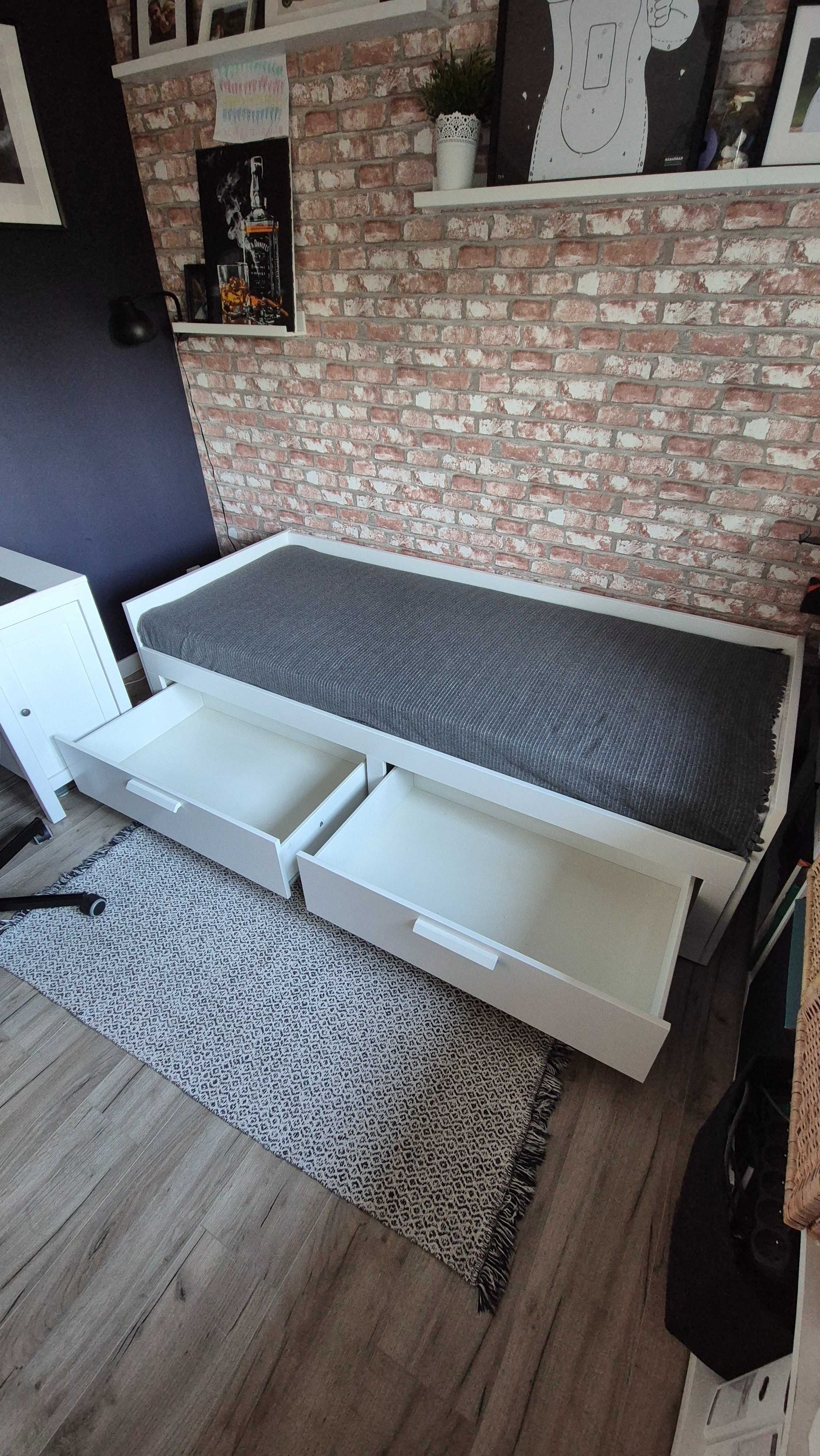 Łóżko Brimnes IKEA 80x200 rozsuwane z szufladami