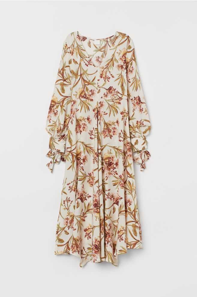 Vestido comprido assimétrico padrão floral da H&M T:40 Novo c/etiqueta