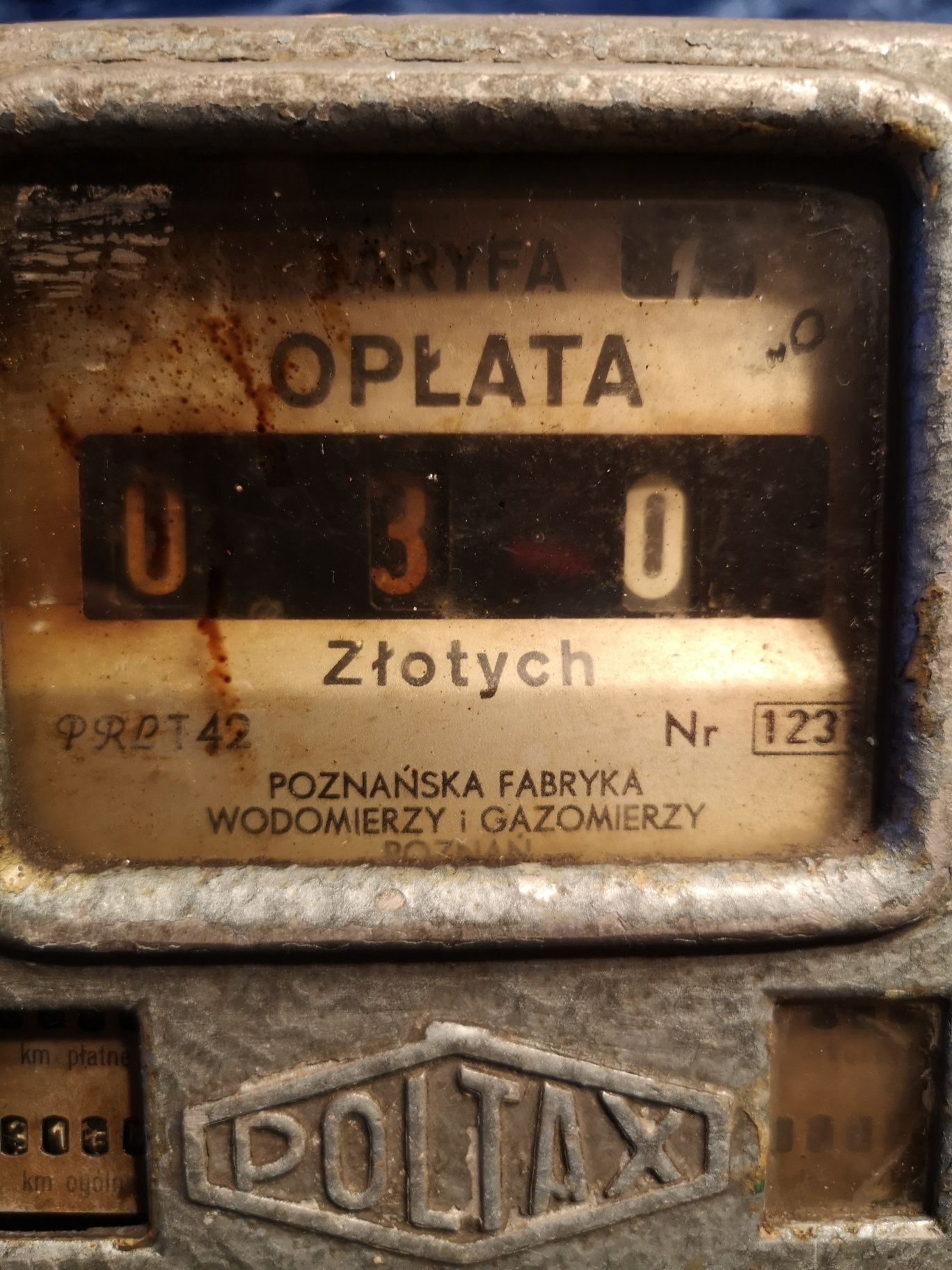 Taksometr nakręcany, zegarowy, mechaniczny, zabytkowy, PRL,