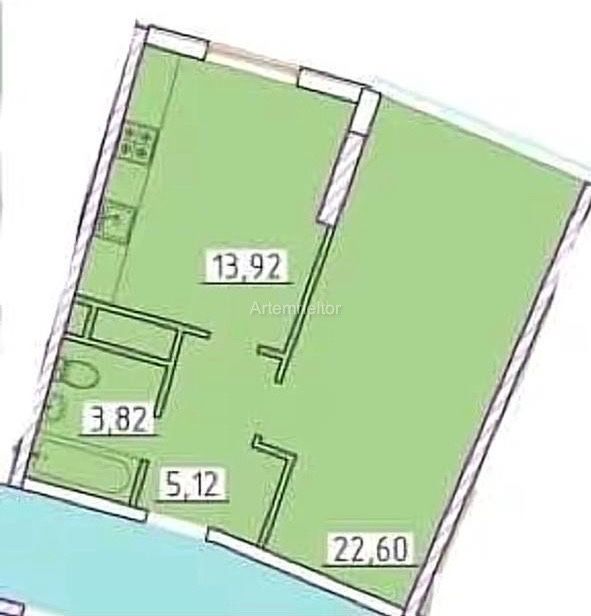 42 Жемчужина Аркадия 1 комнатная без ремонта 45.5м2 Генуэзская Кадорр