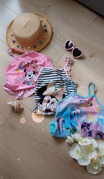 3pak, 3szt,strój kąpielowy Myszka Minnie,z cekinami,Little Pony110/116