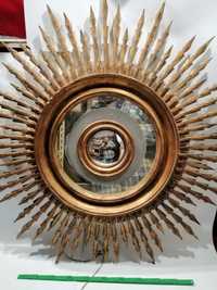 Espelho de bruxa com iluminação-Madeira talhada-Vintage mirror
