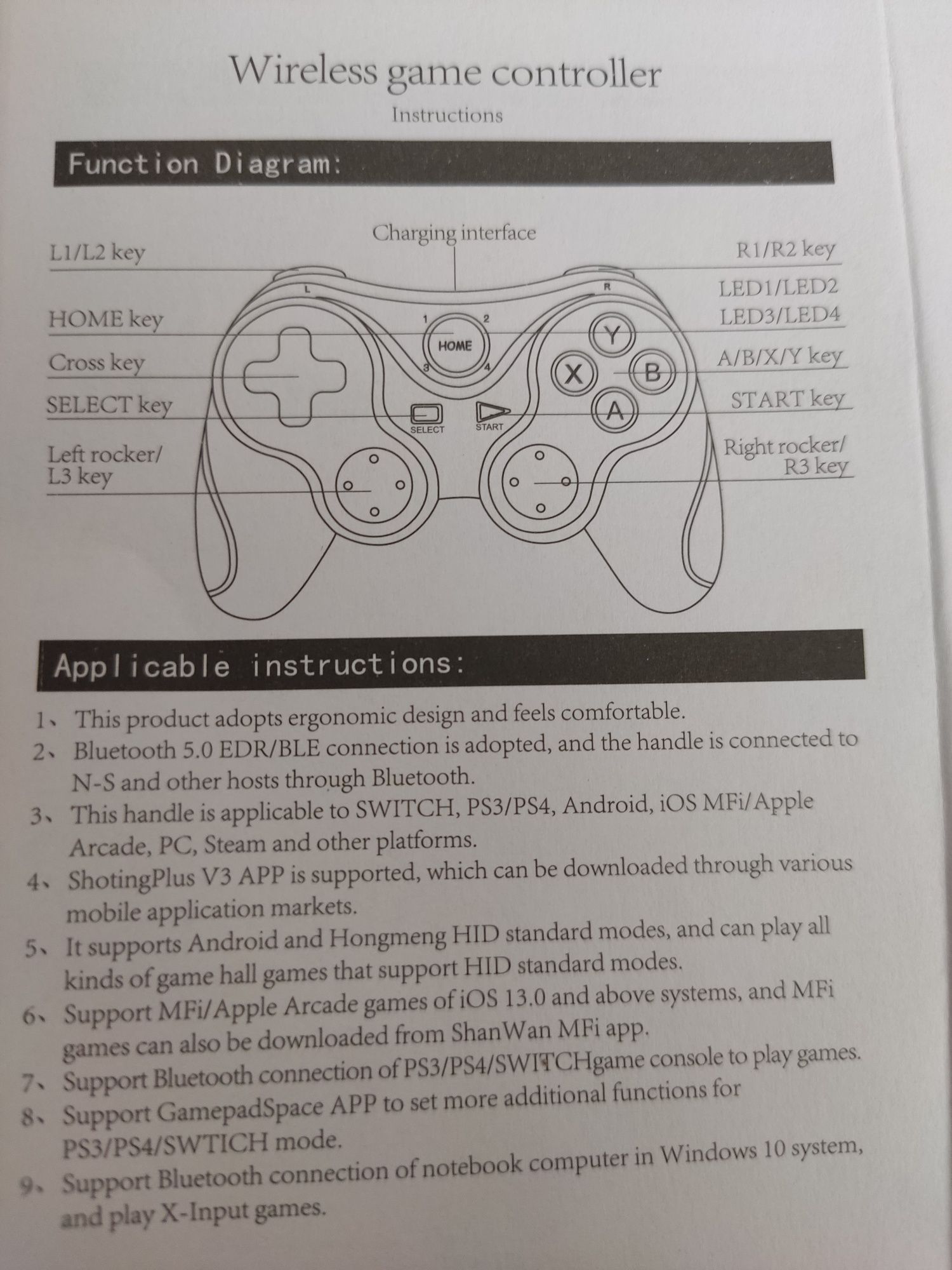 NOVO Comando Gamepad bluetooth para telemóvel android/IOS/PS3/PS4