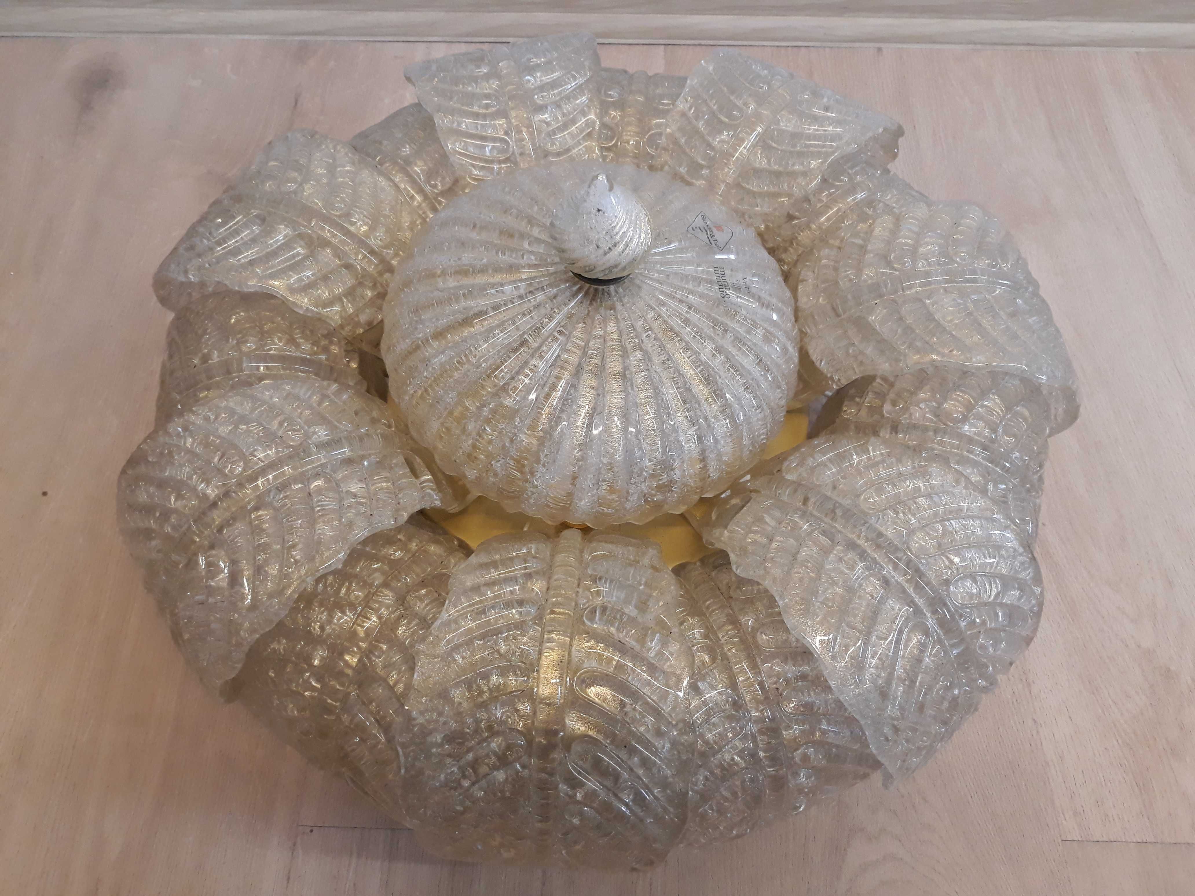 Plafon szklany włoski Barovier&Toso Murano Italy Wenecja lata 80-te