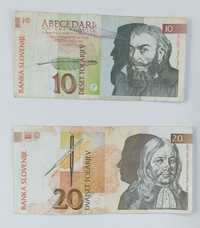 zestaw banknotów 10 i 20 tolarjew, Słowenia , 2 szt ,