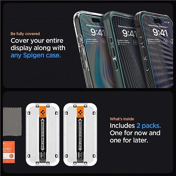 Szkło hartowane Spigen Glas.tR Ez Fit na iPhone 15 Pro Max - 2 szt.