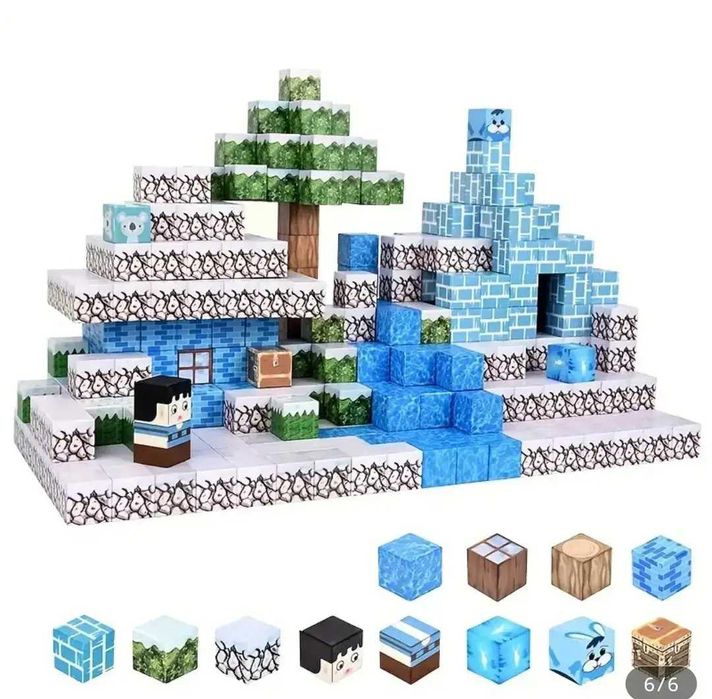 Магнітний конструктор Майнкрафт 100 кубиків minecraft Ліс Замок Сад