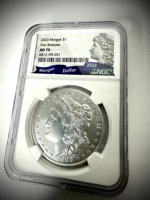 Доллар Моргана серебро в слабе MS70 | 1 доллар Моргана