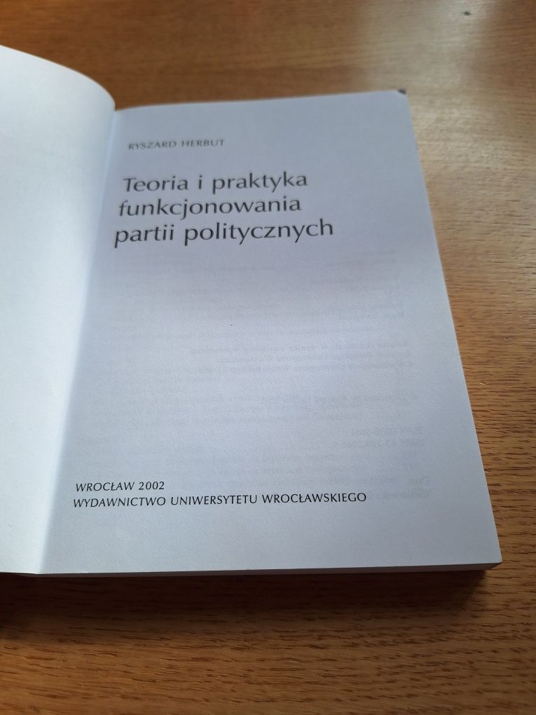 Ryszard herbut teoria I praktyka funkcjonowania partii politycznych uw
