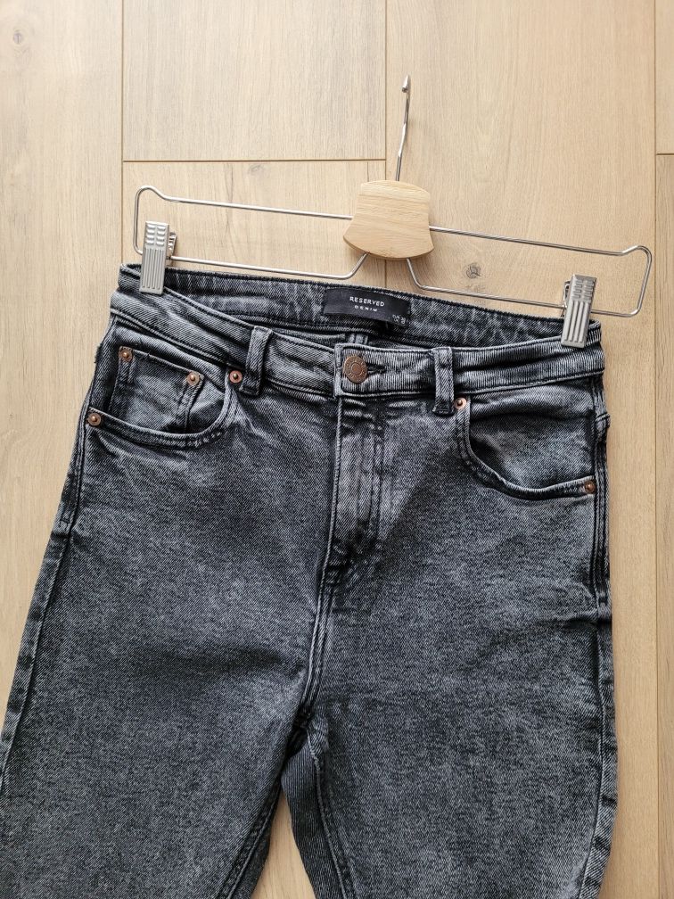 Spodnie jeansowe czarne szare skinny rurki gruby jeans przetarcia