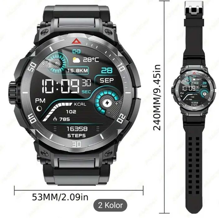 Smartwatch męski ze słuchawkami LONZERUI G-SHOCK Inteligentny 2w1 NOWY